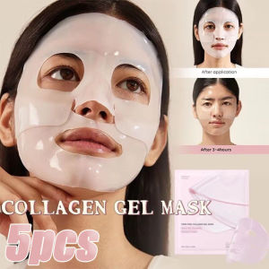 แผ่นมาส์กหน้าไบโอคอลลาเจนล้ำลึก5ชิ้น28กรัมแผ่นเพิ่มความชุ่มชื้นไฮโดรเจลสีชมพูมาส์กสูตรคอลาเจนกระชับผิวรูขุมขนดูแลเครื่องสำอางเกาหลี