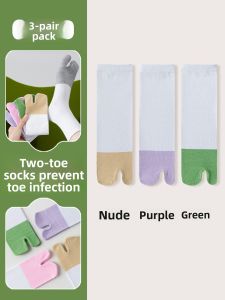 JINGCHI | Womens Mid-Calf Thin Toe-Separating Socks Summer Sheep Hoof Two-Toe Sandals Pig Hoof Shoes Ladies Two-Finger Socks