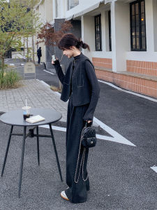 Gray Old Money Style Womens Suit Vest And Pants Set Two-Piece Popular Korean Trend Spring Autumn New Arrival Fashionable