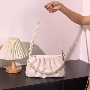Shoulder Bag for Woman White Korean Pearl Underarm New Hot High-End Messenger Bag