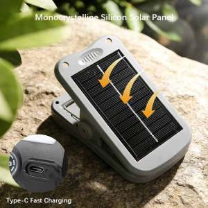 Portable Solar Clip Light 3 Dimming Modes Strong Clip – Attach to Tents Backpacks Table Edges Palm‑Sized 8cm Diameter