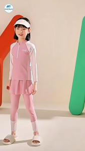 Đồ Bơi Bé Gái Dài Tay Chống Nắng Quần Dài Kèm Váy SHELLS – Baby Shark Shop