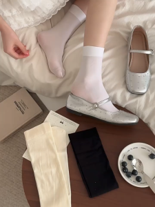 JK Socks Womens Knee High Socks Long Tube School Socks Black White Polyester Cotton Mid-tube Summer Plain Style JK Japanese Style