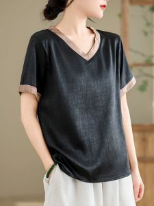Loose Womens Short Sleeve Shirt Summer Fashion 2026 New Style Maternity Top Belly Covering Large Size Slimming Mom Shirt