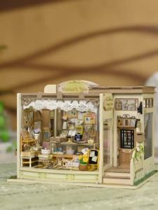 Diy Doll Miniature House Kit Wooden Casa Dollhouse Furniture Light Handmade Assembly Miniature Toys Birthday Gifts Jewelry Store