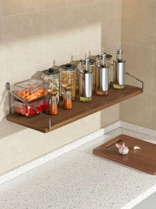 Wall Mounted Shelf No Drilling Solid Wood