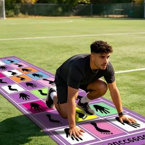 Hand Feet Hopscotch Mat Coordination Training Pad for Outdoor Lawn Backyard Party Team Building Interactive Group Activities