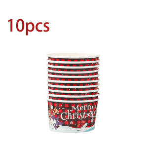 10/25pcs Christmas Snack Bowls Christmas Paper Ice Cream Cups Santa Claus Snowman Cake Paper Cups 9oz Treat Dessert Bowls