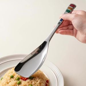 Stainless Steel Serving Spoon Colorful Enamel Food Spatula Spoon European Luxury Tableware Rust Proof Home Restaurant Utensils