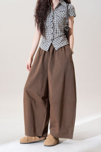 Retro Loose Fit Waist-High Trousers Straight Leg