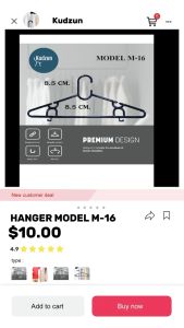 Kudzun ไม้แขวนเสื้อ พลาสติก หนาM-16 (แพค 6 ชิ้น)