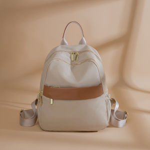 Poaba Simple Color Block Fashion Korean Large Capacity Double Shoulder Oxford Cloth Backpack Waterproof Casual Travel Bag