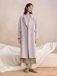 DUSHU | Double Breasted Large Collar Slim Long Coat