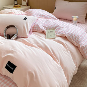 Ins Style Pure Cotton Fleece Bedding Set Three Pieces Thick Autumn Winter Bed Sheet Cover Bed Skirt Dormitory Bedding Set