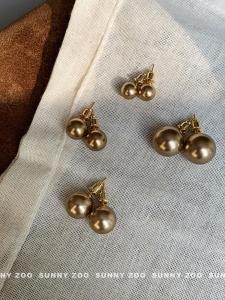 Moka Golden Pearl Earrings White Enhancing Vintage High-Quality Luxury Autumn Winter Versatile Elegant Fashion Jewelry Accessories