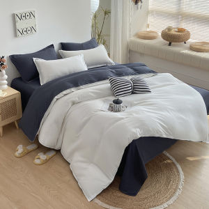 4in1 đồng bằng bộ đồ giường ngủ màu trơn bedsheet bộ đơn/siêu đơn/nữ hoàng/vua macaron loạt duvet cover set