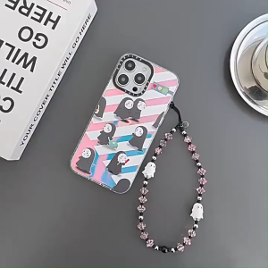 BasicSpark Amethyst Pink Ghost Crystal Phone Chain Charm Ins Wrist Short Lanyard Gantungan Telefon Tangan Shiny Fashion Women Accessories Phone Case Decoration