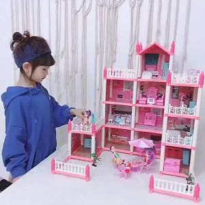 บ้านบาร์บี้สูงสุด 4 ชั้น บ้านของเล่น น่ารักแนวหวานๆ ผู้เล่นเด็กผู้หญิง พร้อมส่งอุปกรณ์การเล่นครบคัน