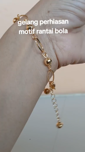 GELANG TANGAN RANTAI BOLA-BOLA BOLONG TERBUAT DARI KOIN LOGAM 1991 ANTI KARAT DAN LUNTUR