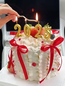 2025 Birthday Candles for Cakes Gold Number Candle 0-9 Birthday Party golden Smokeless Candle Cake Topper