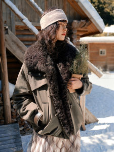 DUSHU | Color Block Lamb Wool Lined Quilted Warm Coat