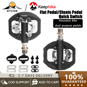 【COD】Bicycle Cleats Pedal MTB Self-Lock Pedals with Clips SPD Bike Pedal Anti-skid Sealed Bearing Bicycle Pedals Bicycle Clipless pedal 2 In 1 With Free Cleat For SPD 2 IN 1 Flat MTB Pedals Clip In Dual Platform SPD Mountain Bike