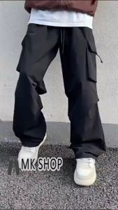 MKSHOP Cargo Pants Men Korean Loose Wide Leg Casual Straight Trousers Seluar Kargo Lelaki (2097)