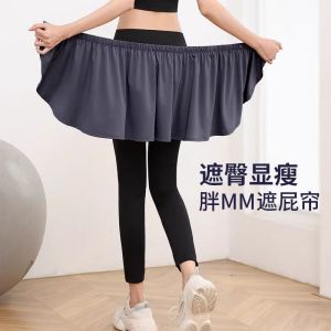 กางเกงโยคะเอวสูงไซส์ใหญ่สำหรับผู้หญิง กางเกงวิ่งออกกำลังกาย กางเกงขาสั้นทรงเข้ารูป ปิดกันลม ปิดกันลม ทรงเข้ารูป ปิดกันลม