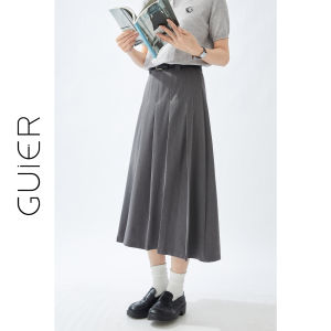 High Waist A-Line Gray Pleated Skirt Retro College Style