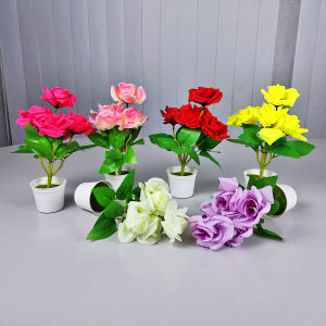 Unico PBP112 Tanaman Hias Plastik Pot Bunga Kembang Mawar Artificial Roses Flower Ornamen Hiasan Dekorasi Pajangan Sudut Ruangan Buatan COD