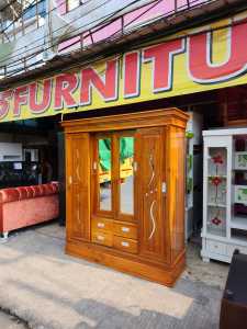 LEMARI PAKAIAN KAYU 4 PINTU SLEDING JUMBO