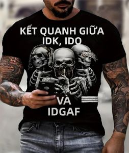 Áo Thun Nam In Họa Tiết Đầu Lâu 3D Chất Liệu Polyester Nhẹ Thoáng Khí Mặc Mùa Hè Kiểu Dáng Thường Ngày Cổ Tròn Tay Dài Nhanh Khô Thấm Hút Mồ Hôi