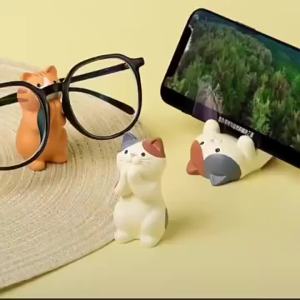 Cat Phone Holder Cute Cartoon Resin Animal Cell Phone Stand Compatible with All Smartphones for Office Home Gifts for Cat Lovers