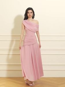 Celeb-Style Off-shoulder Slanted Dress