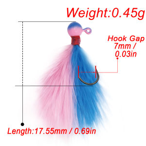 FishTrip Jig Head Hook Kit 5pcs Mixed-Color Crappie Fishing Jigs Kit Hand-Tied Marabou Jigs for Crappie Trout Saltwater