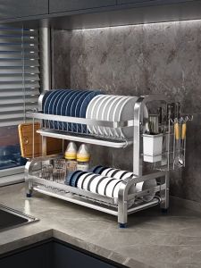 KOI ชั้นวางจาน ที่คว่ำจานชาม สามารถจัดเก็บเครื่องใช้บนโต๊ะอาหารต่างๆ จาน เหล็กกล้าไร้สนิม 304 ที่คว่ำจาน ชั้นวางตะเกียบ