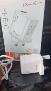 BMT 25W Charger USB-C with Built-in Cable – Quick Charge Phone Adapter for Samsung Android & Other – 20 Min Fast Charging 1 Year Warranty (White New) Charger