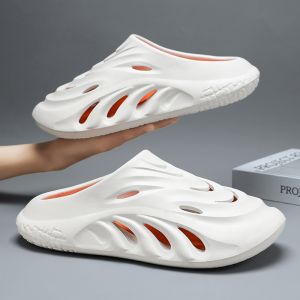 Flowllorss Mens Summer Outdoor Sandals Anti-Slip Thick Bottom Head Covering Half Slippers Driving Beach Shoes Comfortable EVA