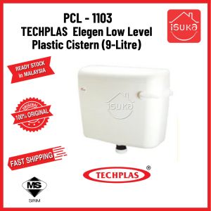 TECHPLAS Elegen Low Level Plastic Cistern (9-Litre) - White - Ready Stock in Malaysia - Fast Shipping - 100% Original - MS SIRIM Certified