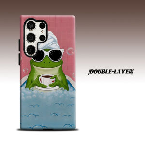 Spa Coffee Frog Mural For Samsung Galaxy S26 S25 S24 A56 A36 Dual Layer Luxury Fashion Full Lens Protective Case