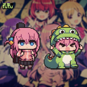 การ์ตูนภาพเคลื่อนไหว TUTU Punk Rock Wave Pixel ไดโนเสาร์รถสติกเกอร์สําหรับการตกแต่งตัวถังรถยนต์การออกแบบที่ปรับแต่งได้