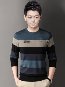 ROMON | Lormen Mens Knitted Sweater Round Neck Casual Thick Warm Winter Fashion City Business Style Long Sleeve Slim Fit Overhead Top