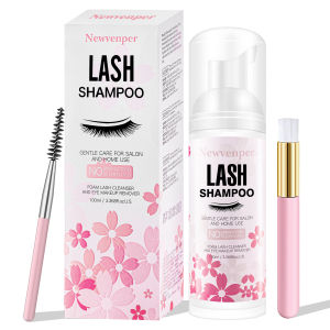 Lash Shampoo for Eyelash 100ML + Brush & Mascara Wand Eyelid Foaming Cleansing Extension Cleanser RemoverMakeup Remover