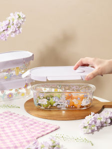 LOTUS BLUE | High Borosilicate Microwave-safe Glass Lunch Box