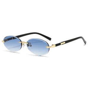 New Oval Rimless Sunglasses Men Women Classic Frameless Glasses Male Ultra Light Daily Decorative Glasses Driving Shades