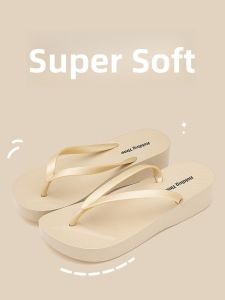 Womens Thick Heel Sandals Summer 2025 New Soft Bottom Heightening Wear-resistant Anti-slip Beach Sandals Suitable for Outdoor Wear