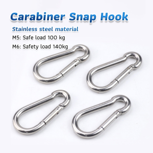MaxPlus Snap Hook 304 Stainless Steel Carabiner metal Hook Spring Outdoors Sport Clip M5 M6
