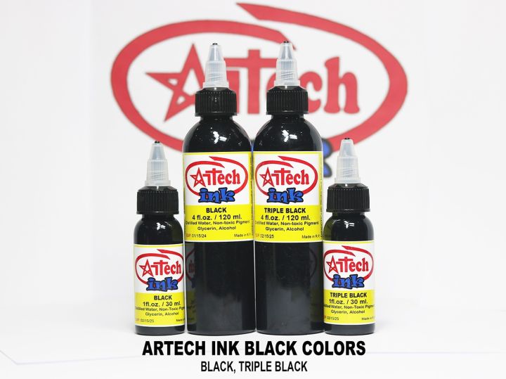 ARTECH INK TATTOO COLORS 4ONZ / 120ML [TRIPLE BLACK, BLACK, WHITE ...