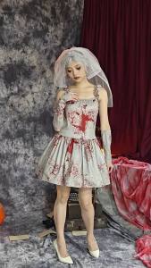 Halloween Costume Party Gray Personality Blood Spiritual Love Evening Ball Gown Strap Bubble Dress