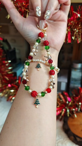 Christmas Pine Tree Jewelry Accessories Gift Set (Bag Chain Charm + Earrings + Bracelet)